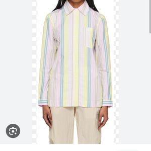 GANNI multicolored striped button down shirt women's size large